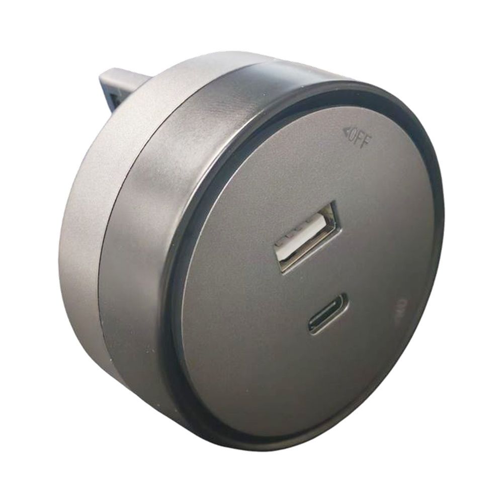 ETG3002 — Presa USB A + USB C 12W plug&play a binario Grigio